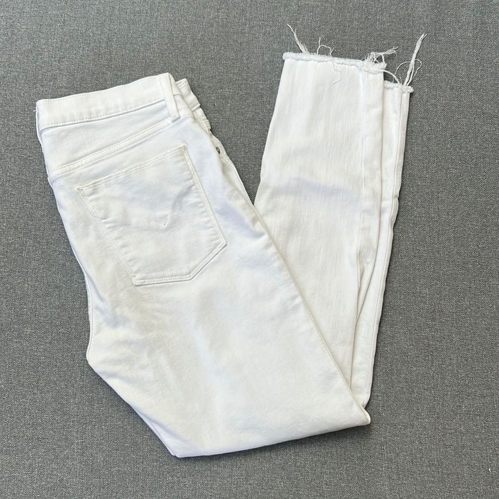 Hudson NICO MIDRISE CROP SS Raw Hem White Jeans 30